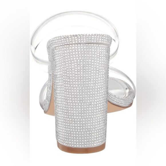 Jewel Badgley Mischka Lucero Block Heel Slide | Diamond-Studded Heels | size 7 - Picture 2 of 4